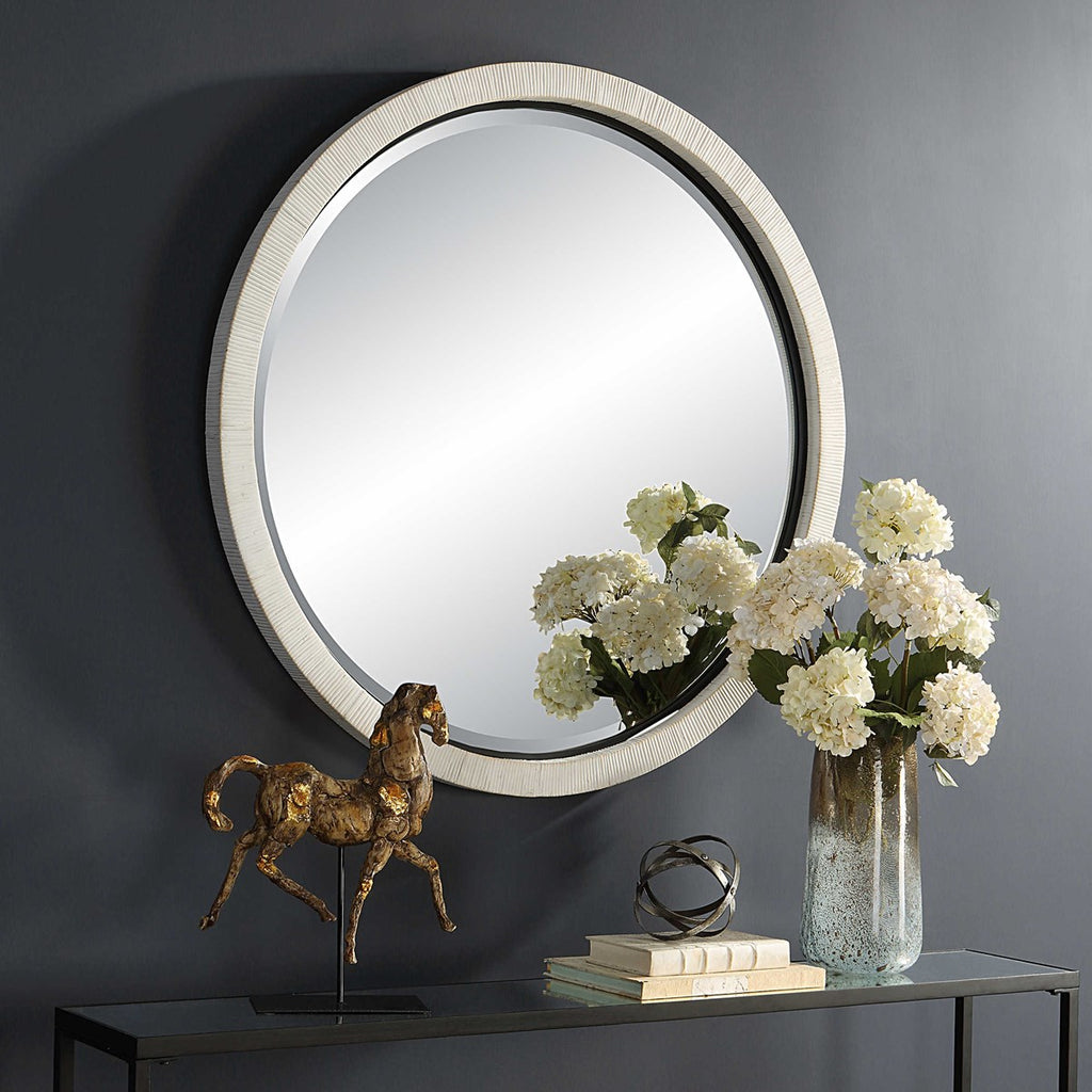 Granada Whitewash Round Mirror - Bombay Mercantile