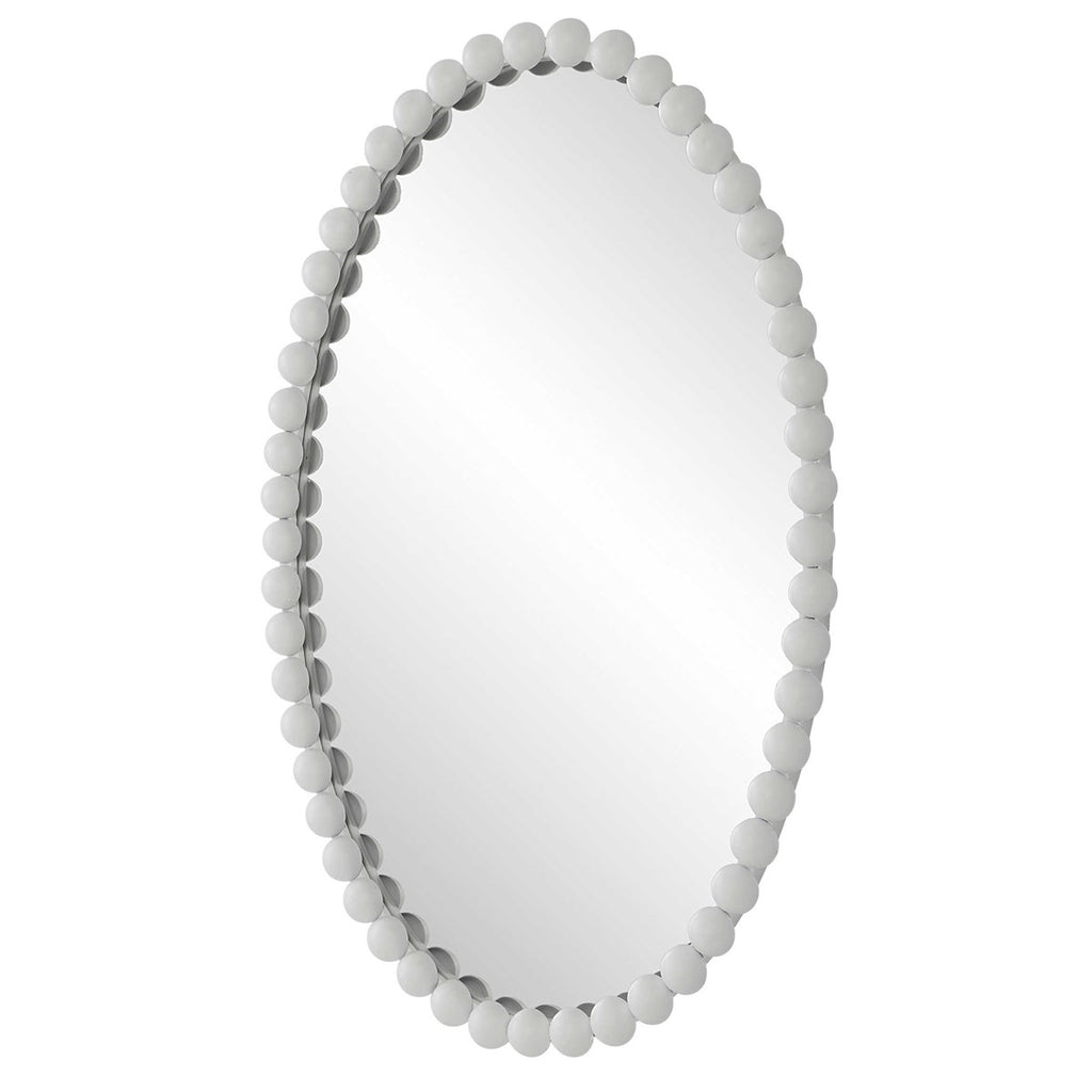 Serna White Oval Mirror - Bombay Mercantile