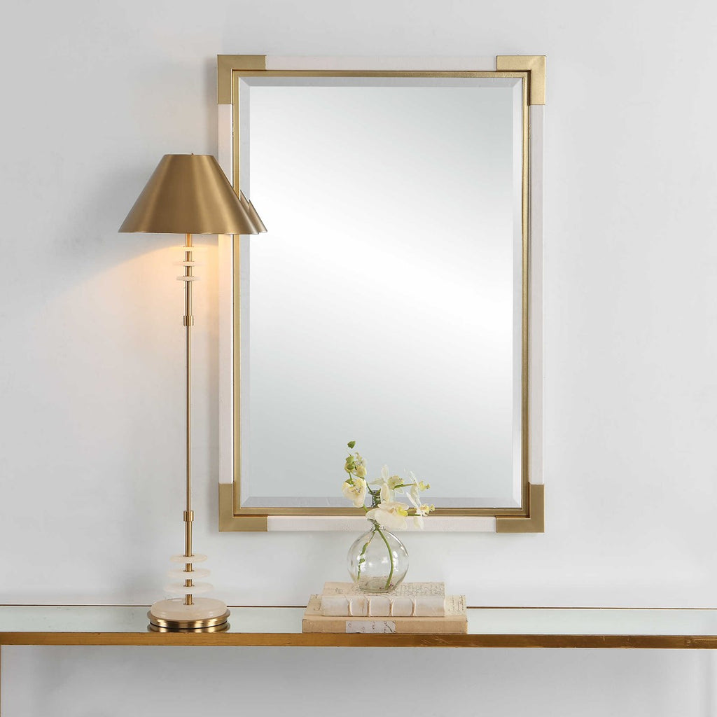 Malik White & Gold Mirror - Bombay Mercantile