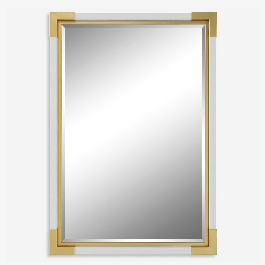 Malik White & Gold Mirror - Bombay Mercantile