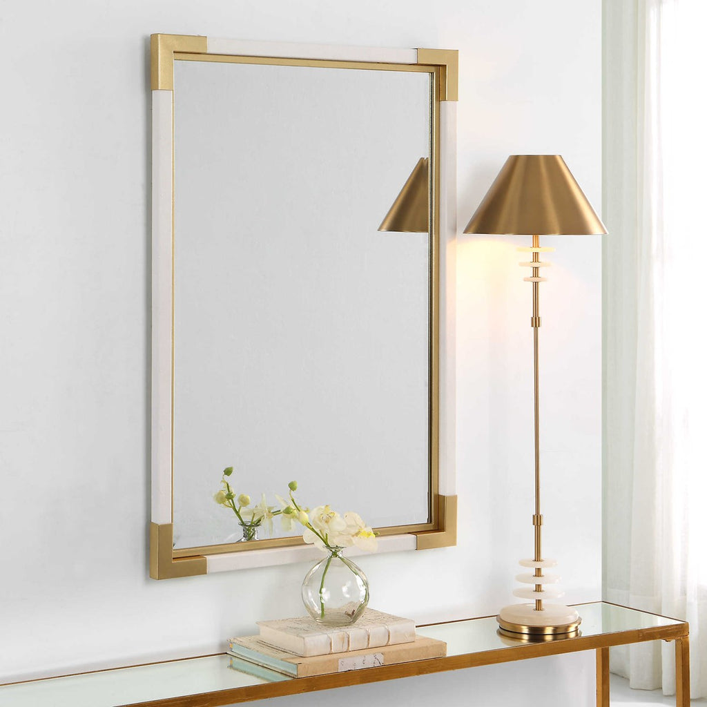 Malik White & Gold Mirror - Bombay Mercantile