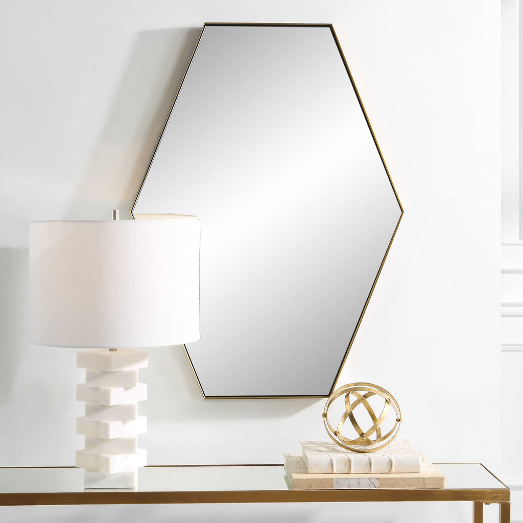 Ankara Brass Hexagon Mirror - Bombay Mercantile