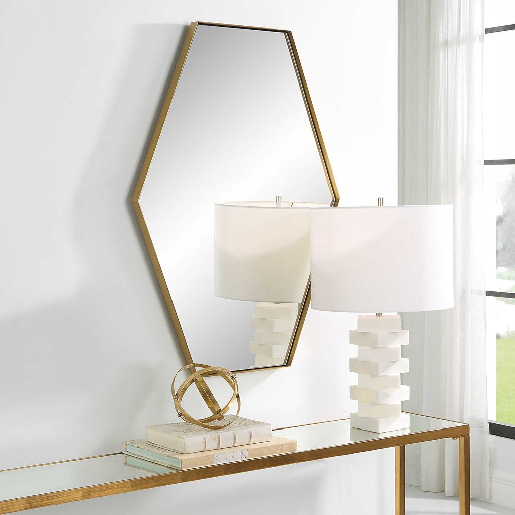 Ankara Brass Hexagon Mirror - Bombay Mercantile