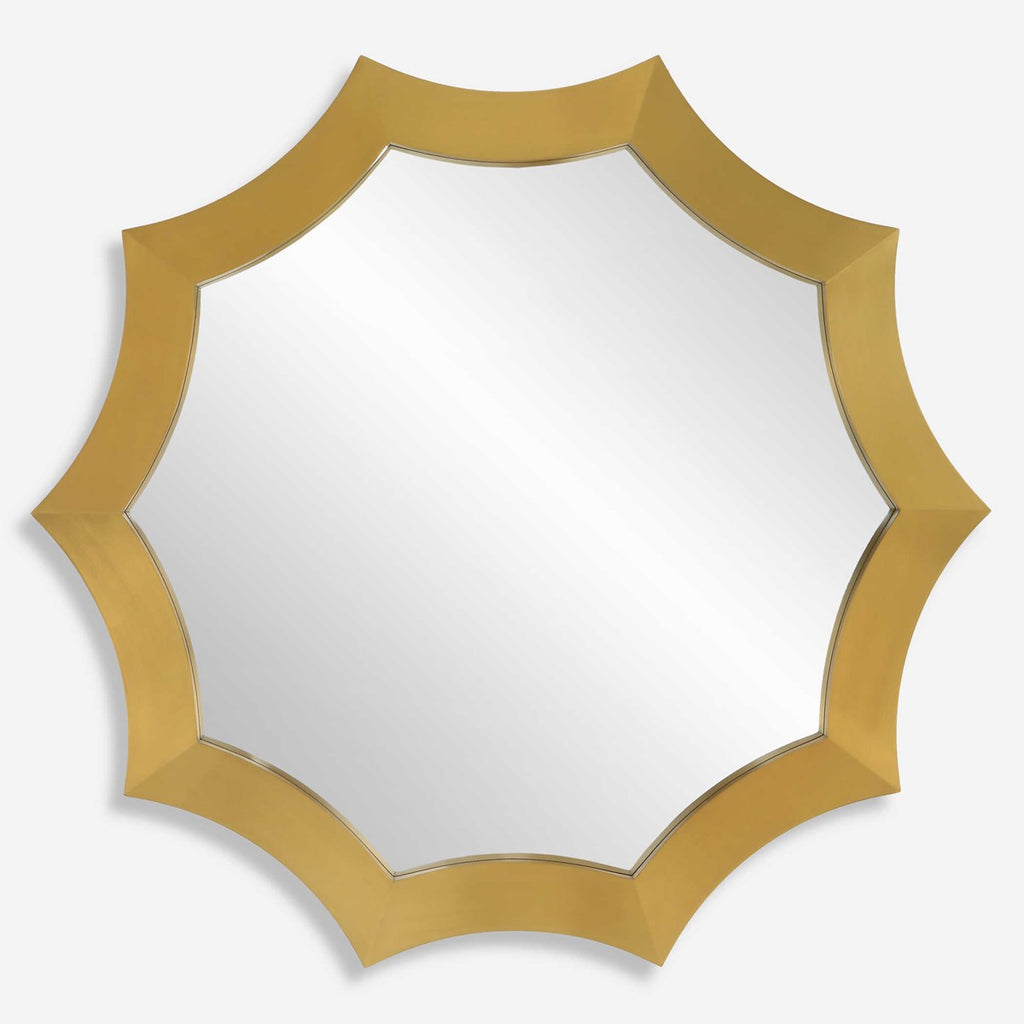 Flare Brushed Brass Round Mirror - Bombay Mercantile