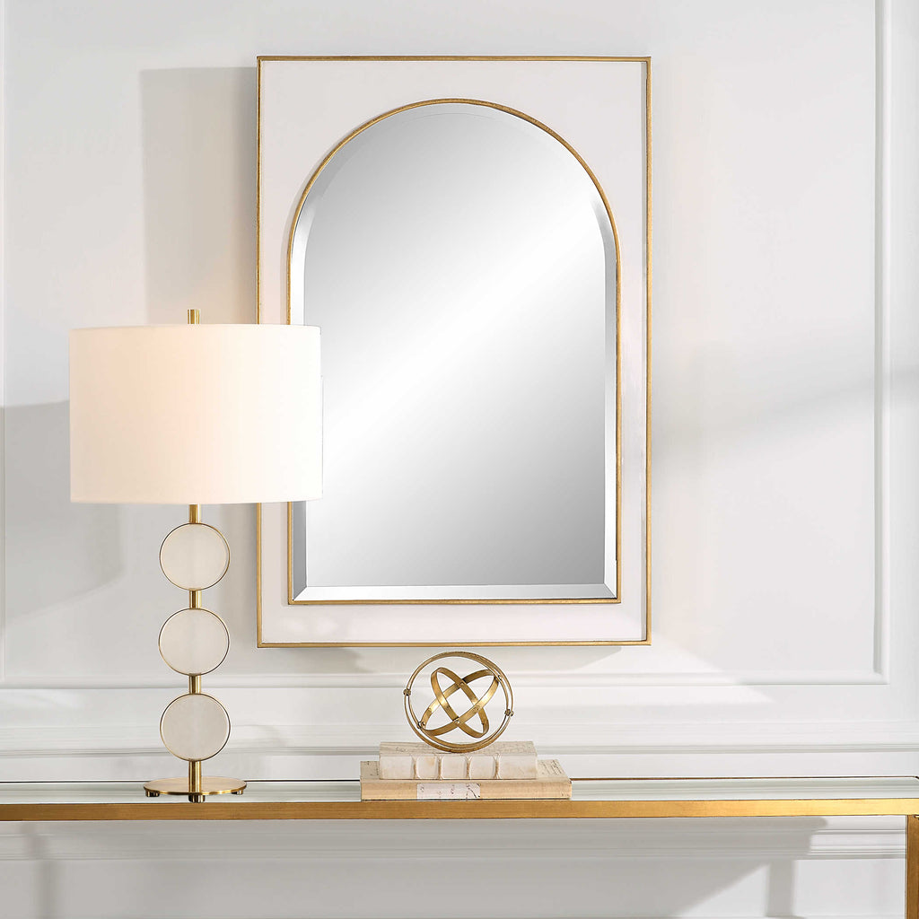 Crisanta Gloss White Arch Mirror - Bombay Mercantile