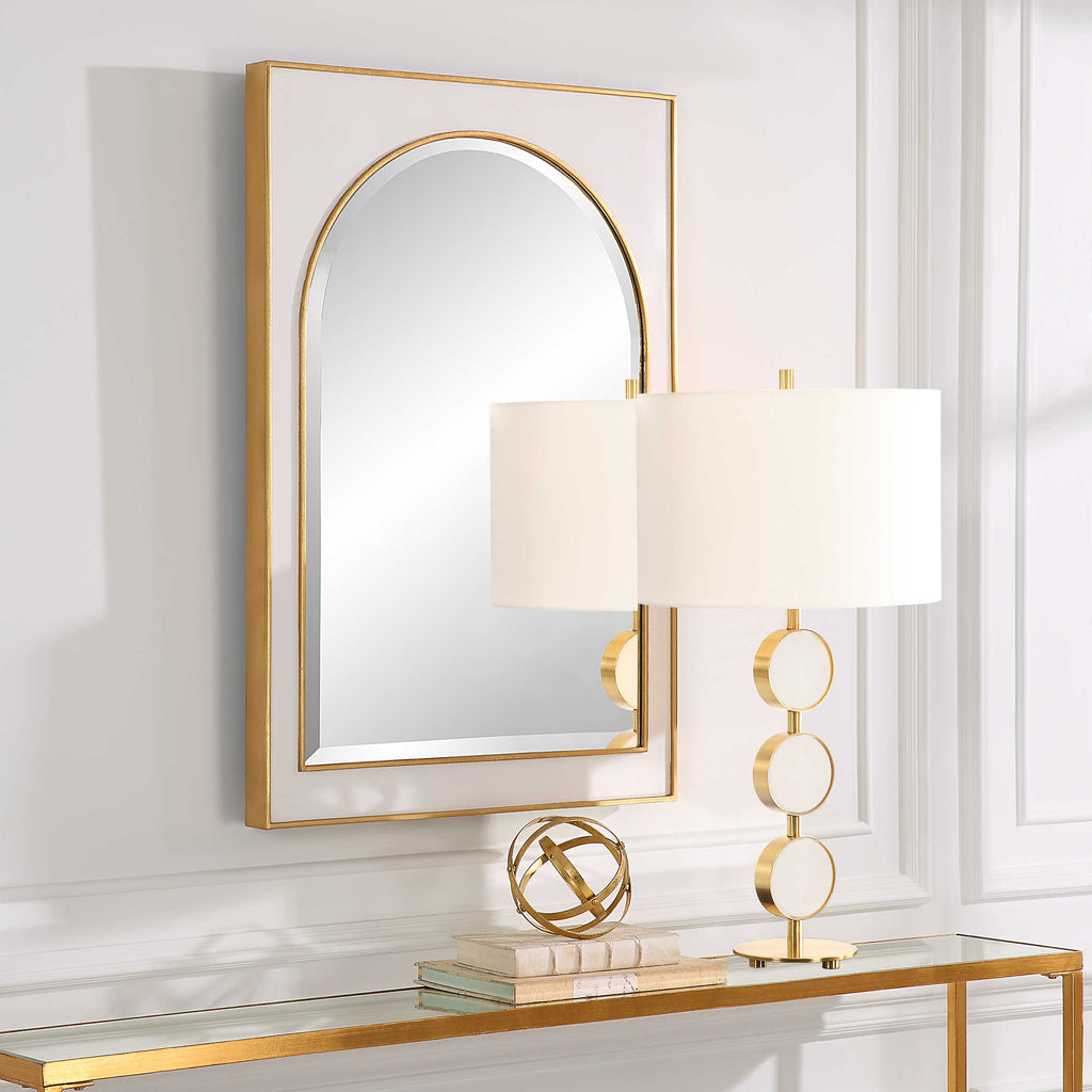 Crisanta Gloss White Arch Mirror - Bombay Mercantile