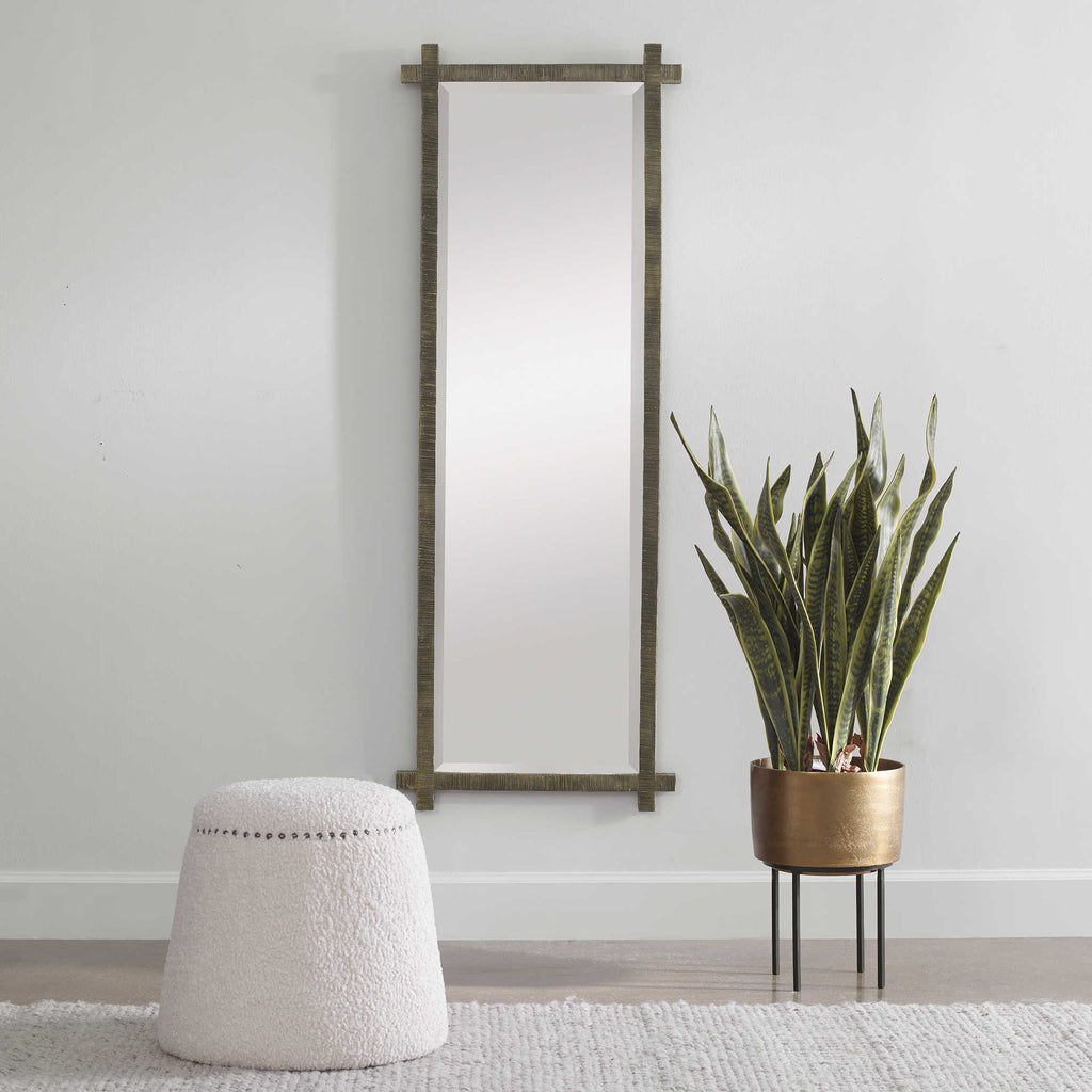 Abanu Ribbed Gold Dressing Mirror - Bombay Mercantile