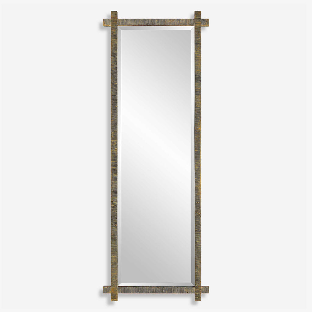 Abanu Ribbed Gold Dressing Mirror - Bombay Mercantile