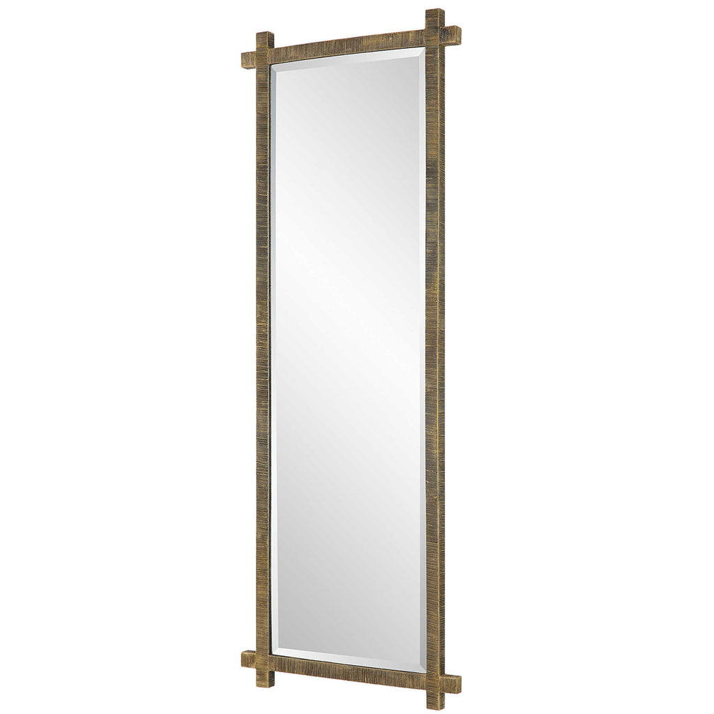 Abanu Ribbed Gold Dressing Mirror - Bombay Mercantile