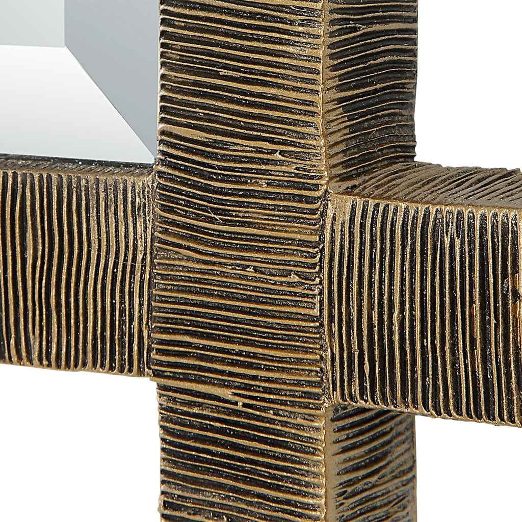 Abanu Ribbed Gold Dressing Mirror - Bombay Mercantile