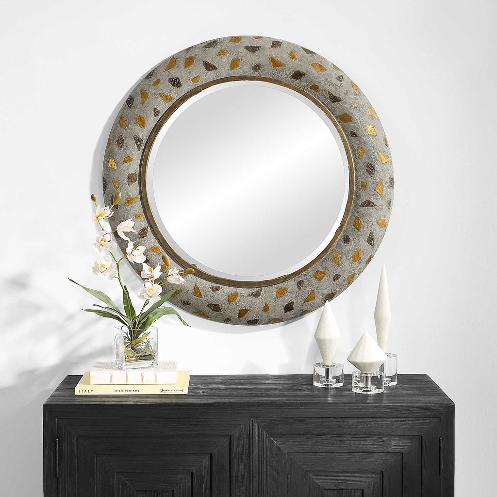 Copper Terrazzo Round Mirror - Bombay Mercantile
