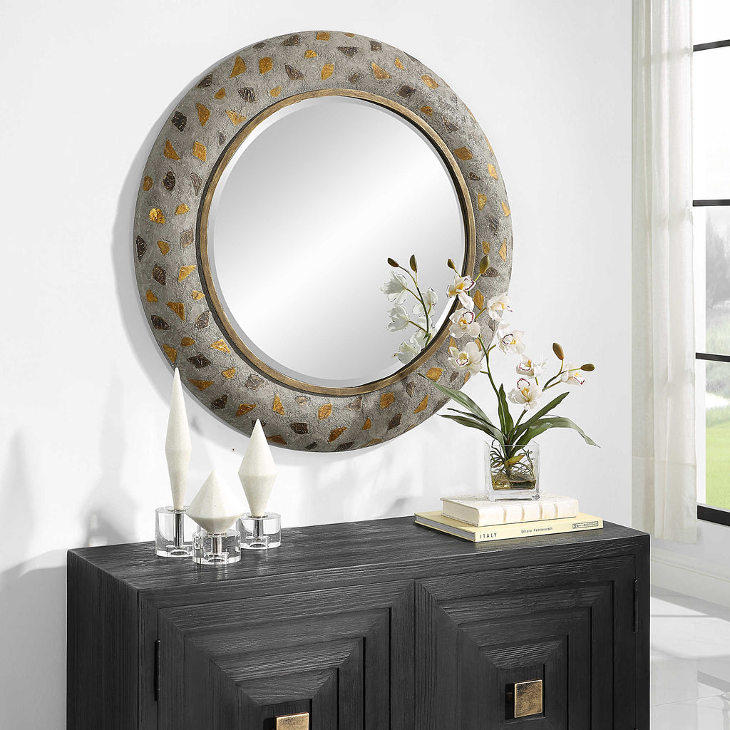 Copper Terrazzo Round Mirror - Bombay Mercantile