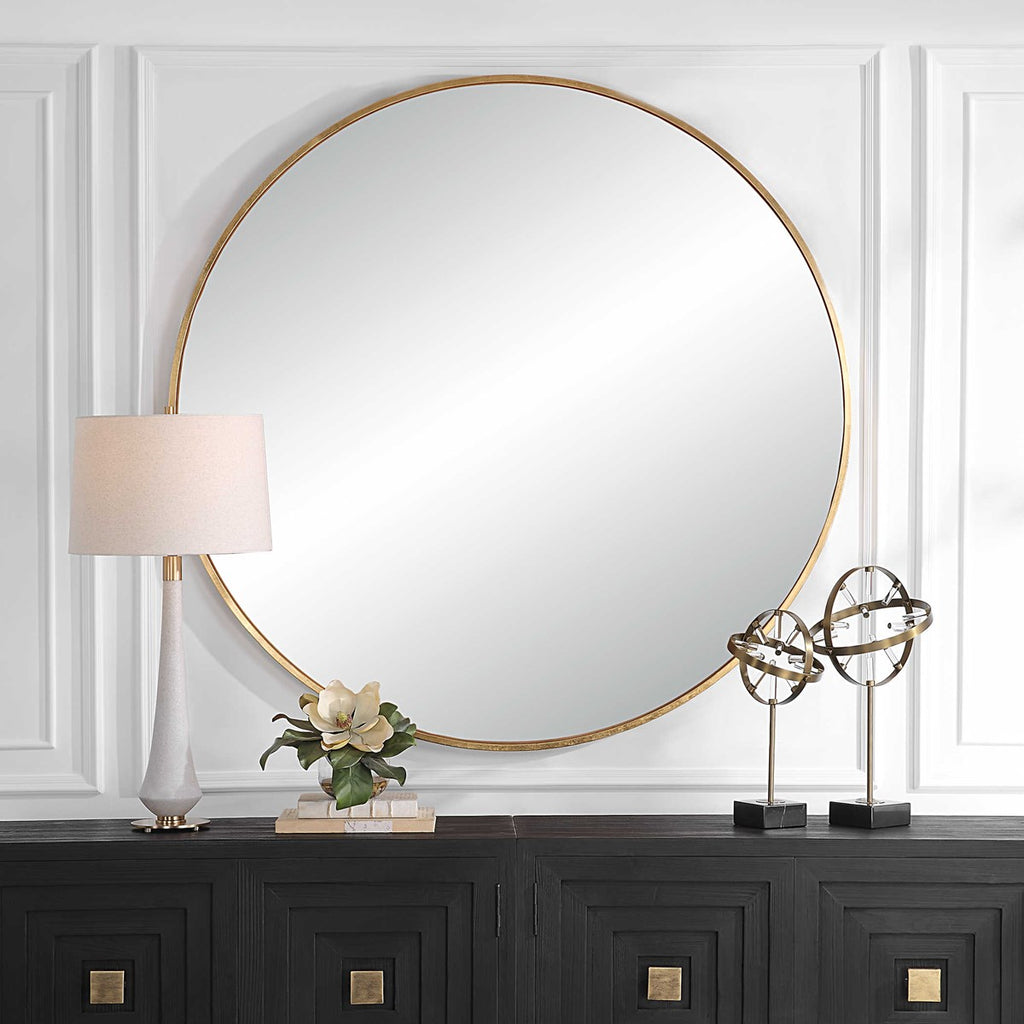 Junius Large Gold Round Mirror - Bombay Mercantile