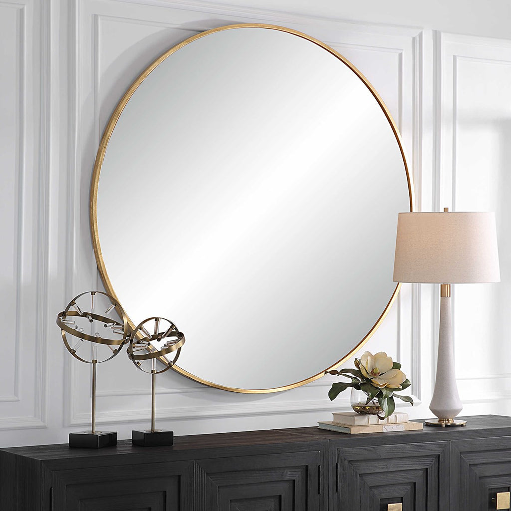 Junius Large Gold Round Mirror - Bombay Mercantile