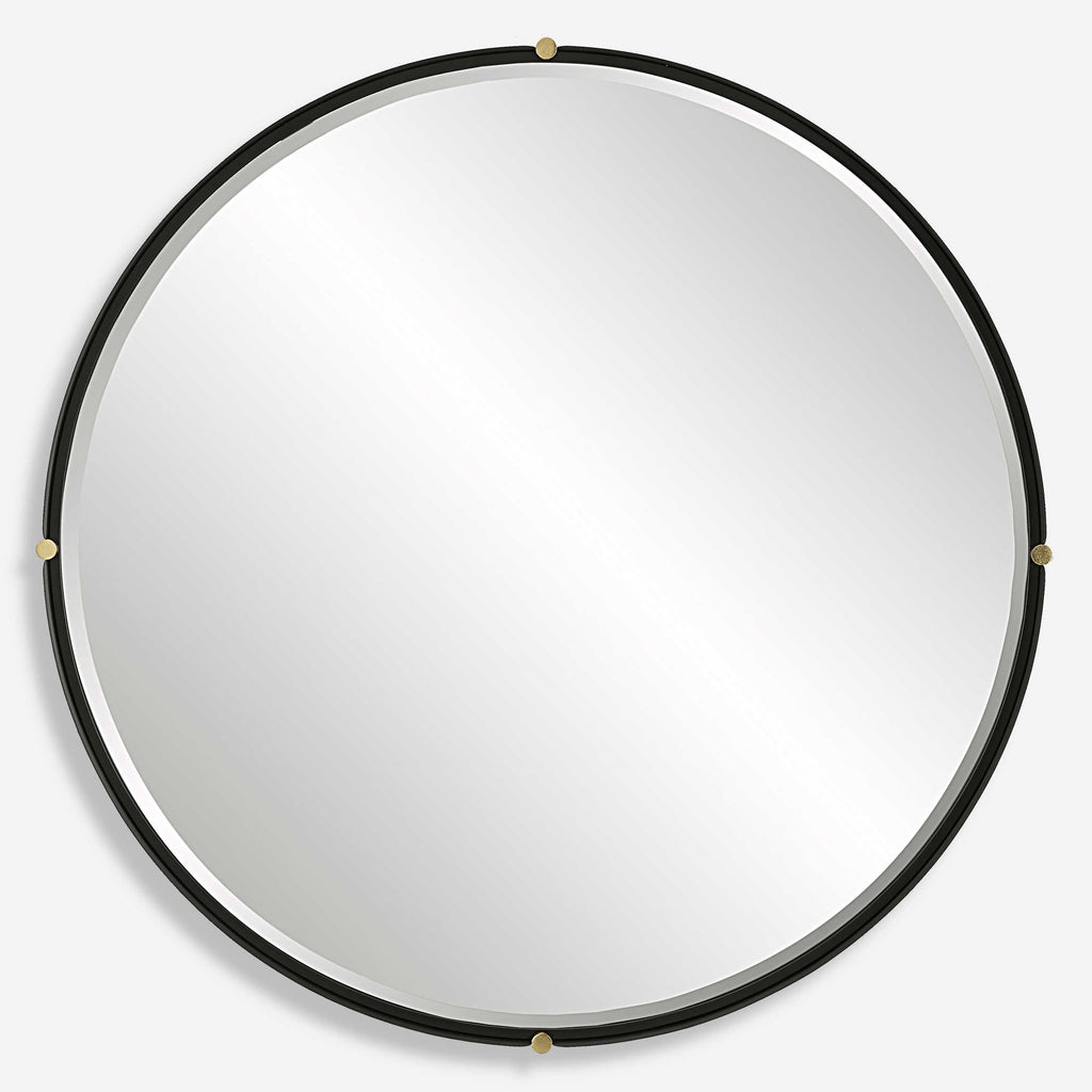 Bonded Round Black Mirror - Bombay Mercantile