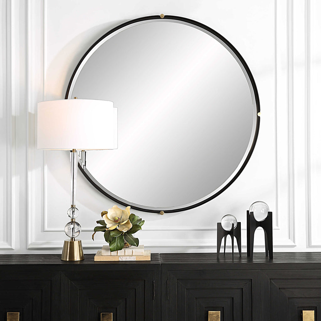Bonded Round Black Mirror - Bombay Mercantile