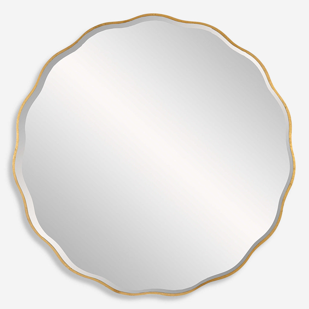 Aneta Large Gold Round Mirror - Bombay Mercantile