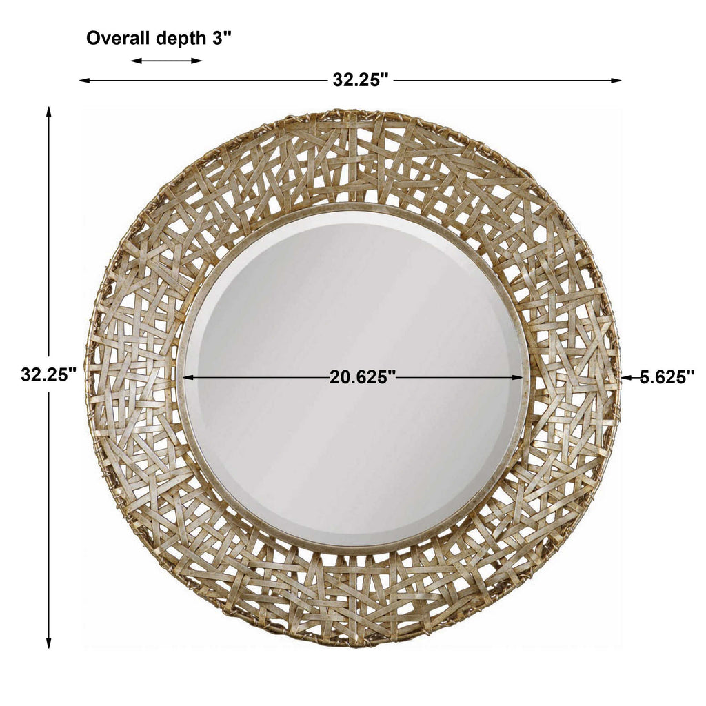 Alita Champagne Woven Metal Mirror - Bombay Mercantile