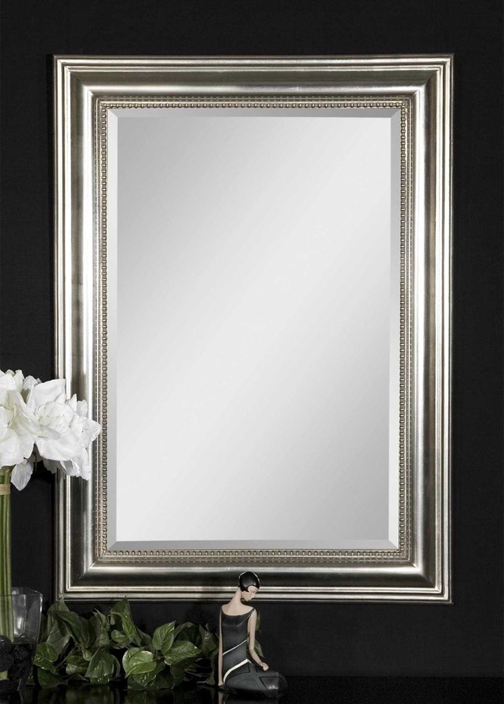 Stuart Silver Beaded Mirror - Bombay Mercantile