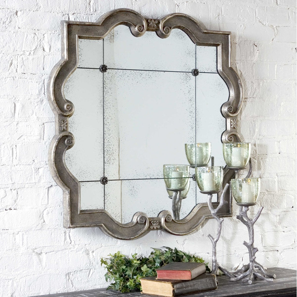 Prisca Distressed Silver Mirror - Bombay Mercantile