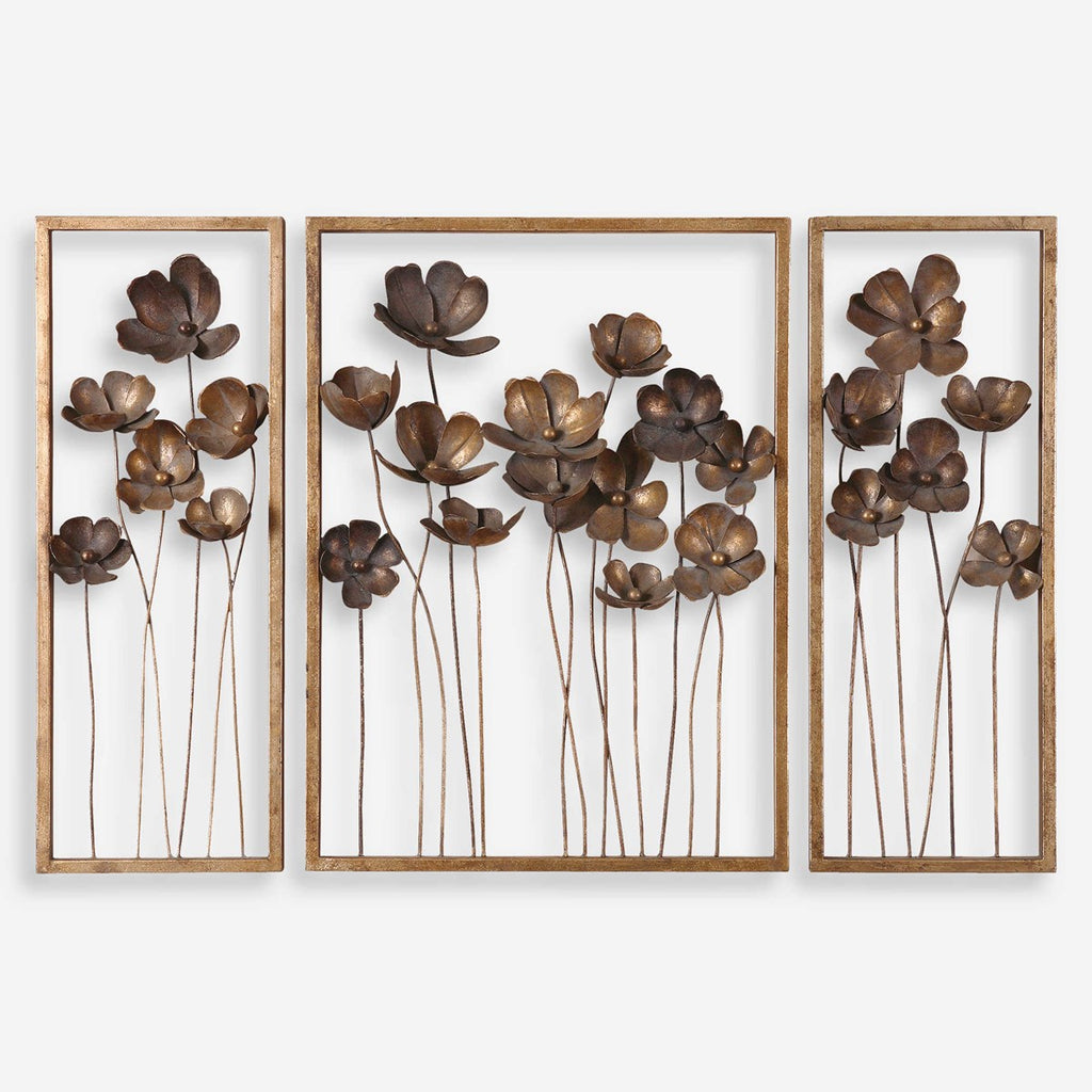Metal Tulips Wall Art Set of 3 - Bombay Mercantile