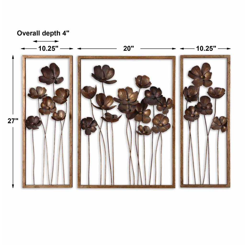 Metal Tulips Wall Art Set of 3 - Bombay Mercantile