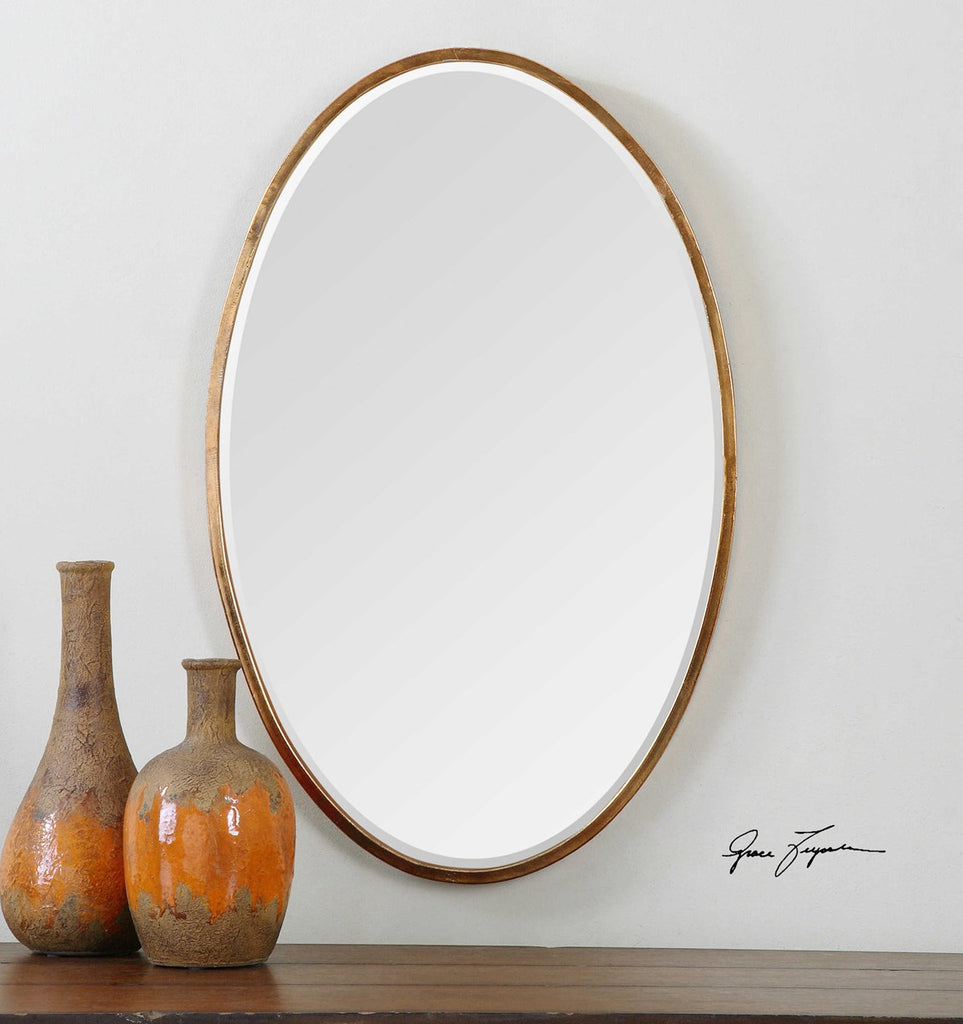 Herleva Gold Oval Mirror - Bombay Mercantile