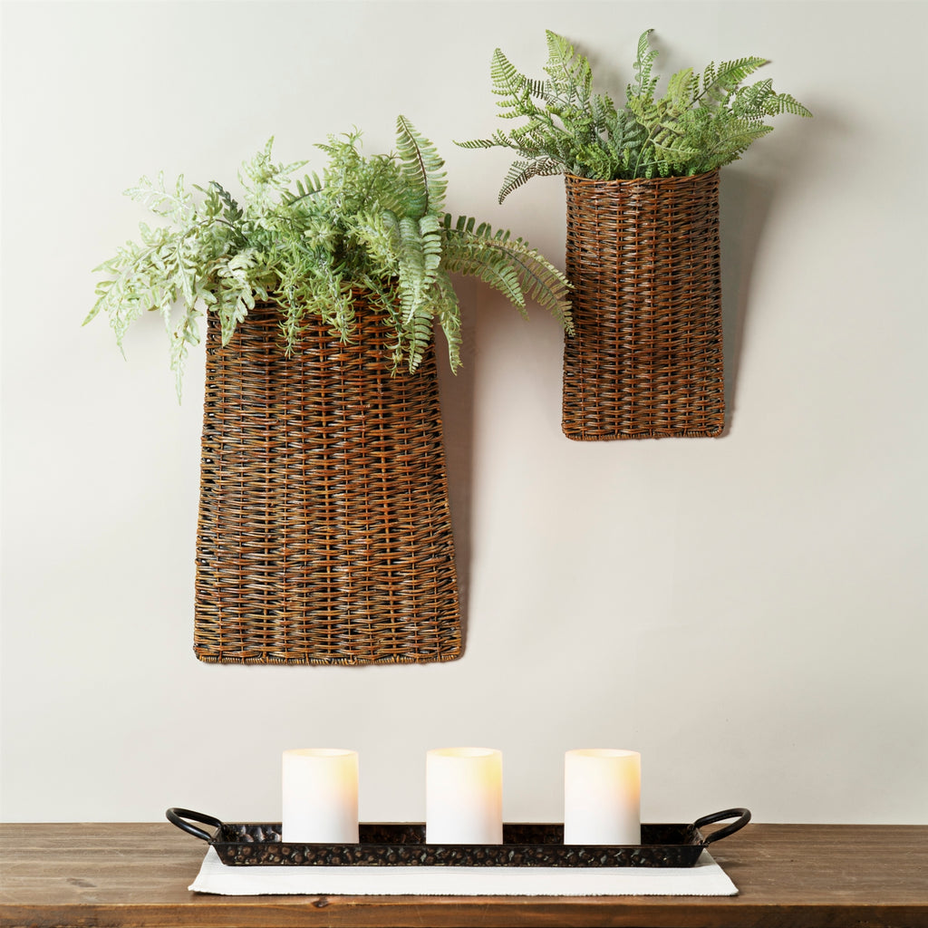 Rattan Wall Basket, set of 2 - Bombay Mercantile