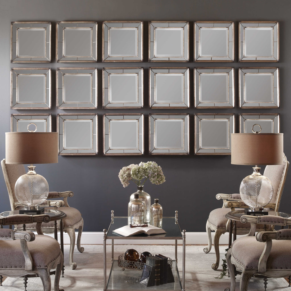 Davion Squares Silver Mirror Set of 2 - Bombay Mercantile