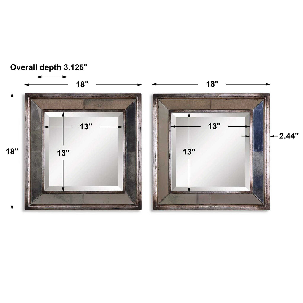 Davion Squares Silver Mirror Set of 2 - Bombay Mercantile