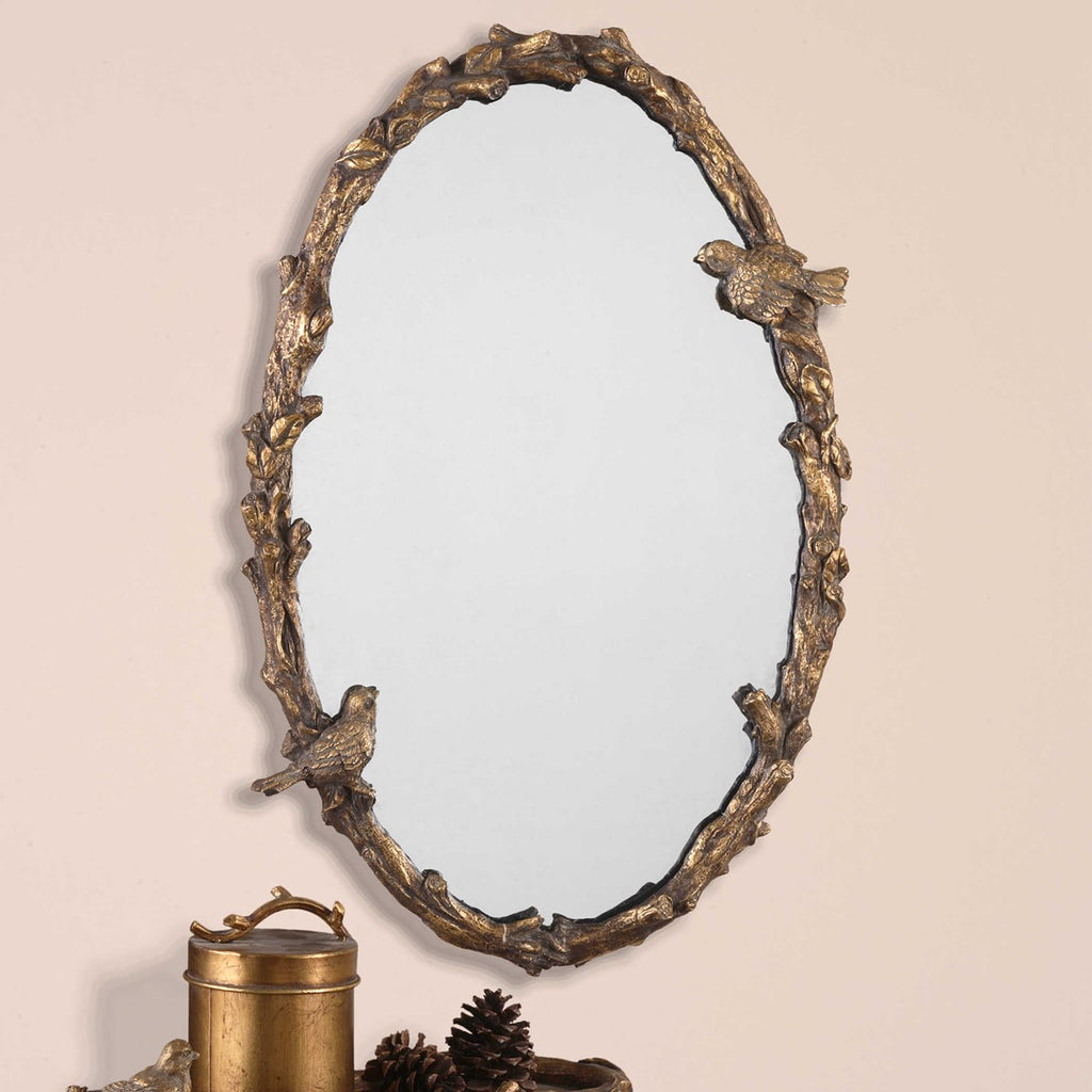 Paza Oval Vine Gold Mirror - Bombay Mercantile