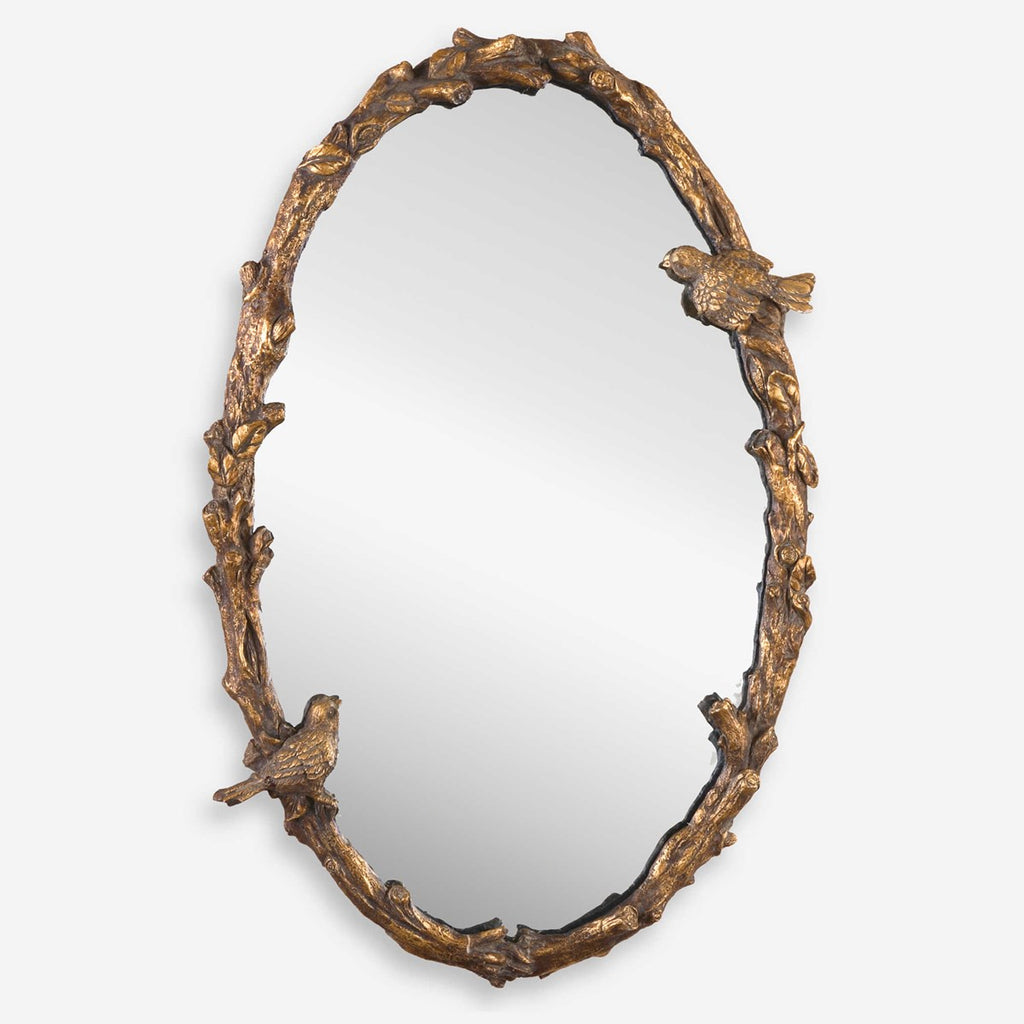 Paza Oval Vine Gold Mirror - Bombay Mercantile