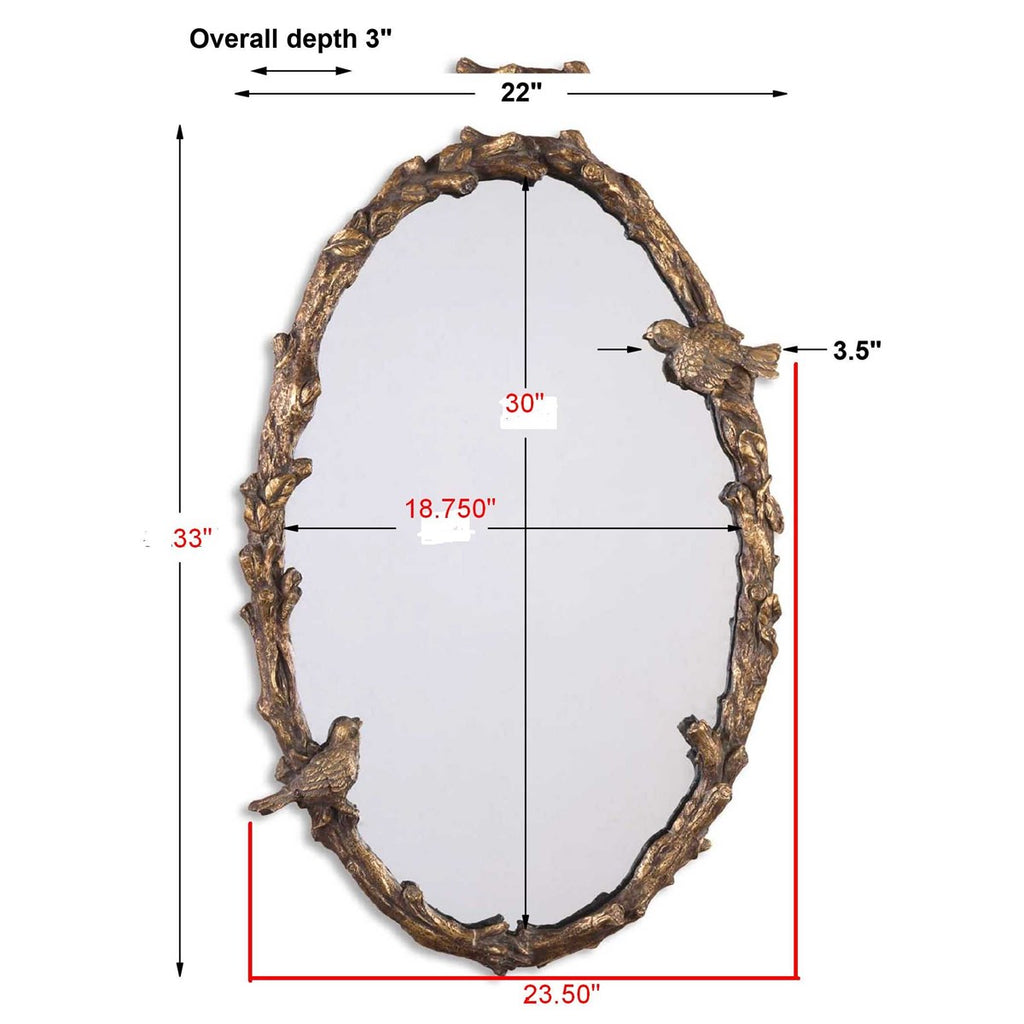 Paza Oval Vine Gold Mirror - Bombay Mercantile