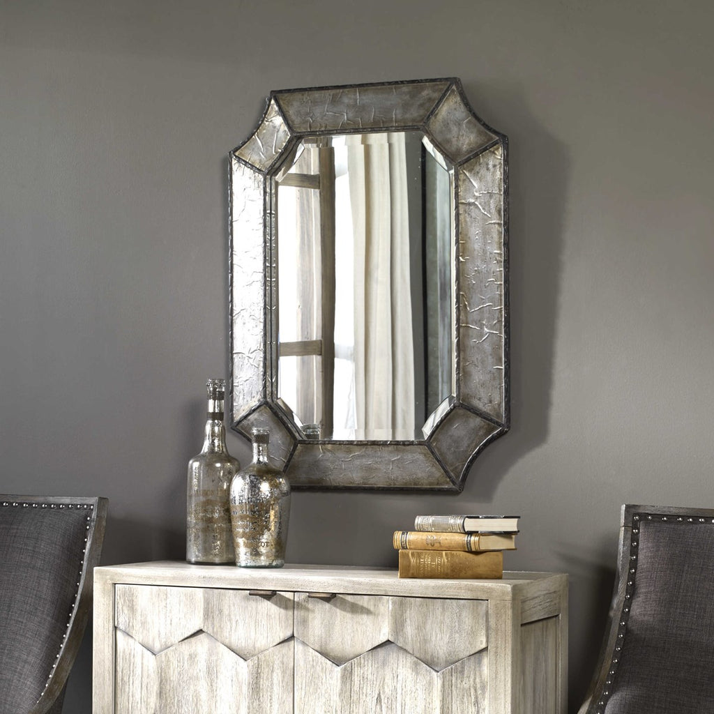 Elliot Distressed Aluminum Mirror - Bombay Mercantile