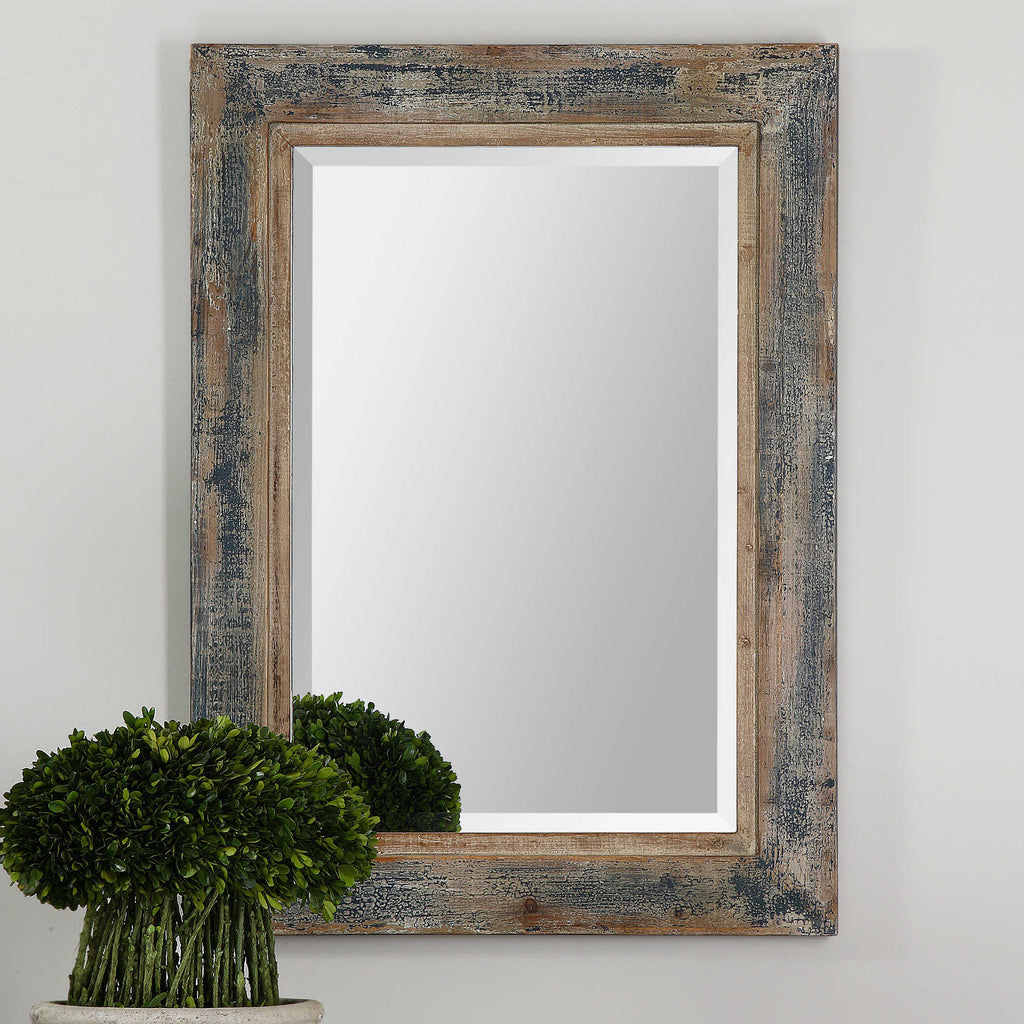 Bozeman Distressed Blue Mirror - Bombay Mercantile