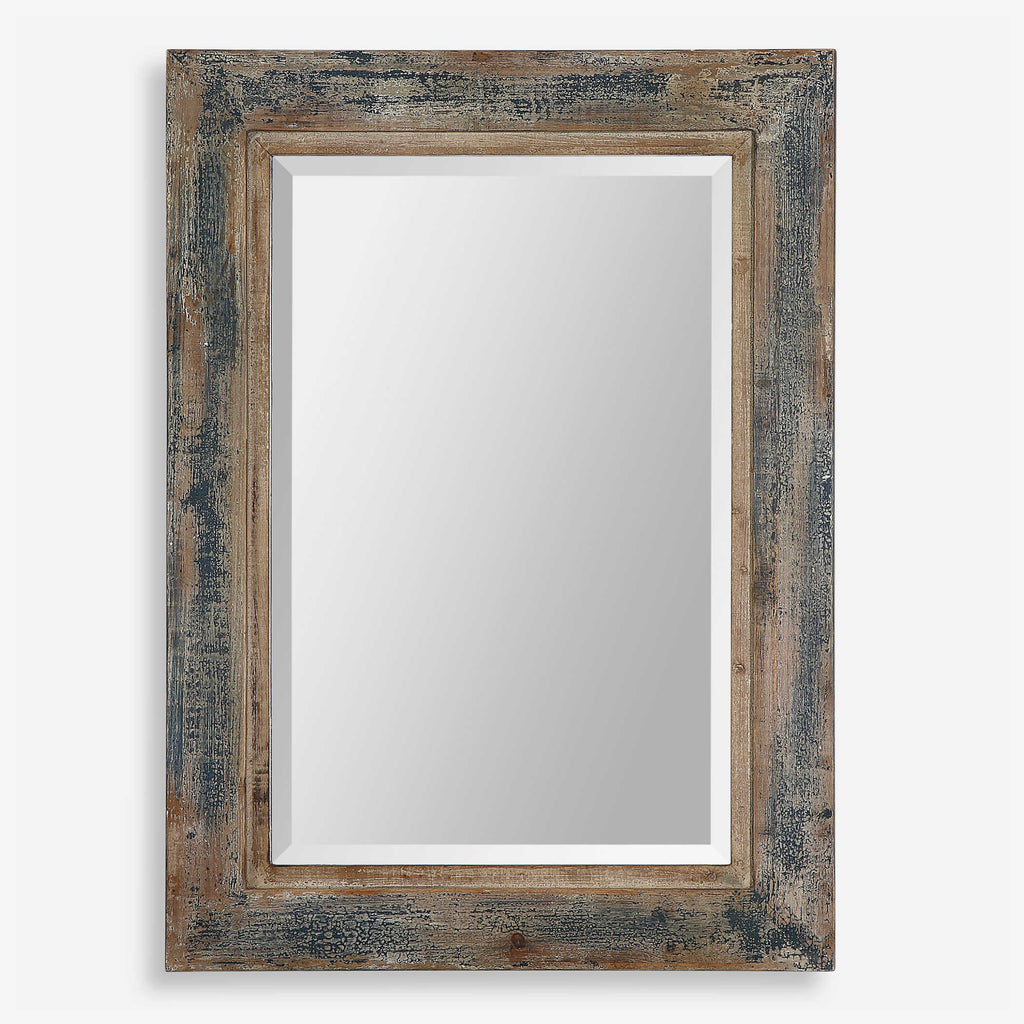 Bozeman Distressed Blue Mirror - Bombay Mercantile