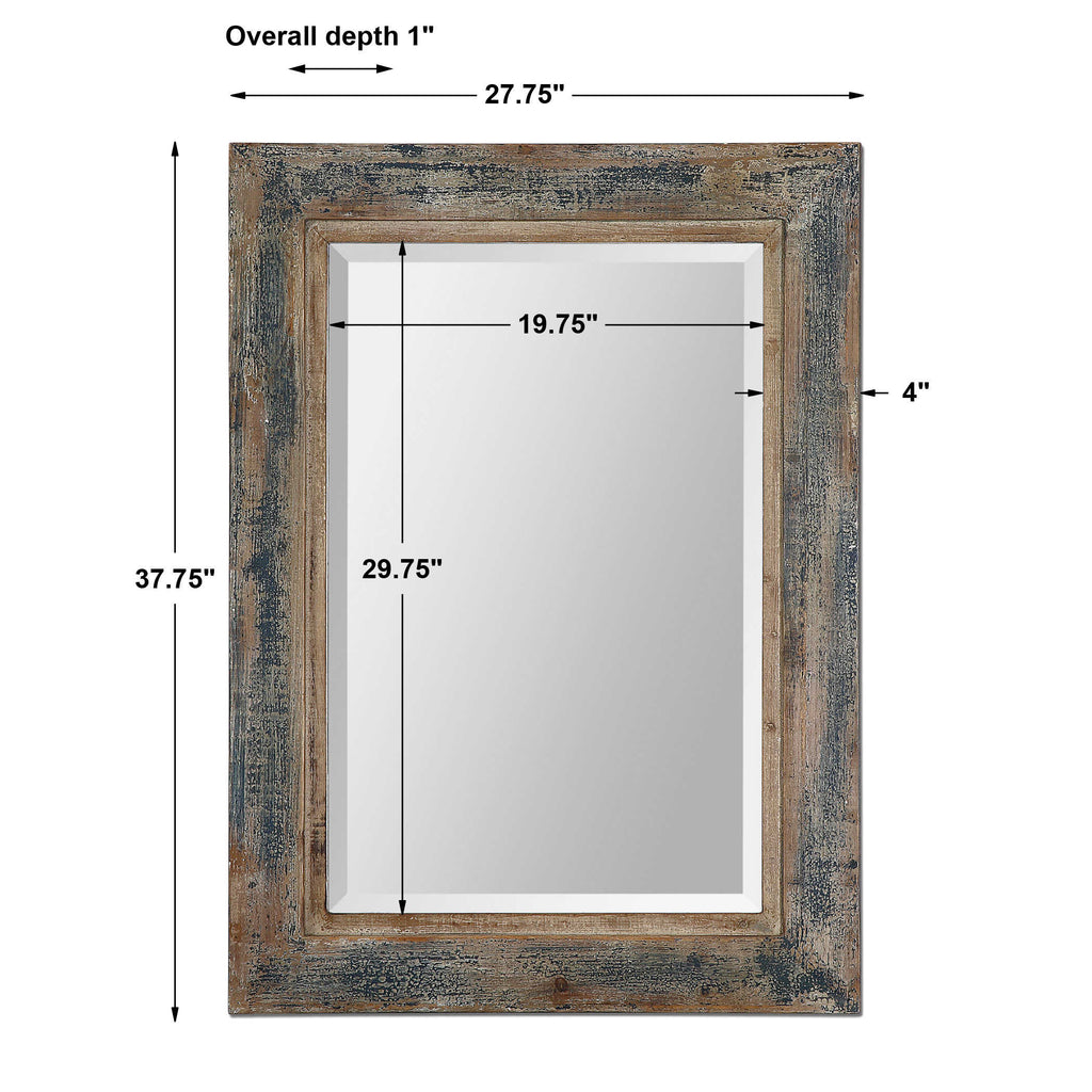 Bozeman Distressed Blue Mirror - Bombay Mercantile