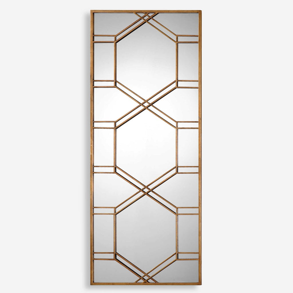 Kennis Gold Leaf Leaner Mirror - Bombay Mercantile