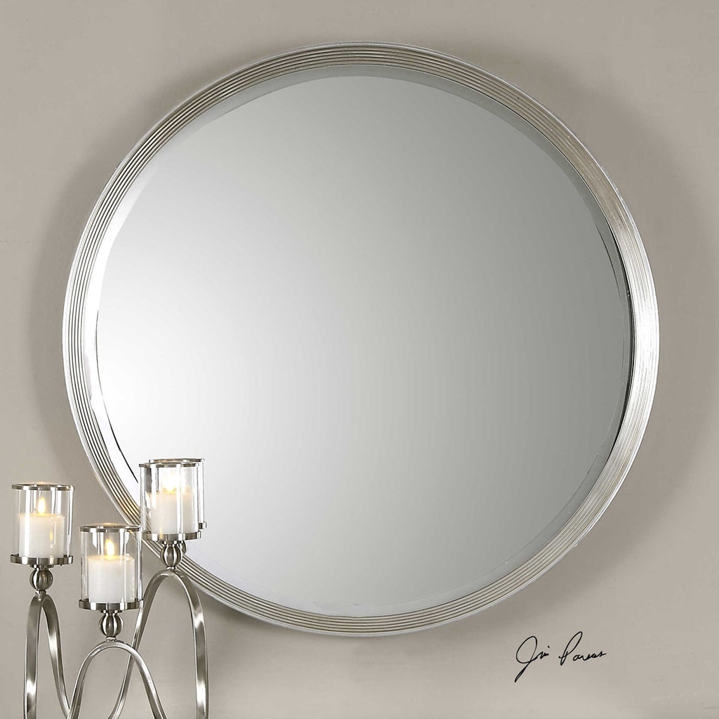 Serenza Round Silver Mirror - Bombay Mercantile