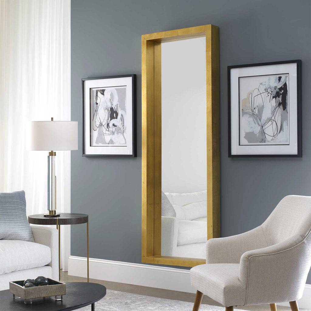 Edmonton Gold Leaner Mirror - Bombay Mercantile