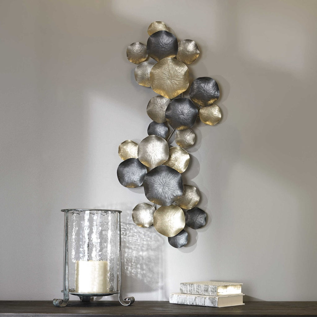 Lying Lotus Metal Candleholders - Bombay Mercantile
