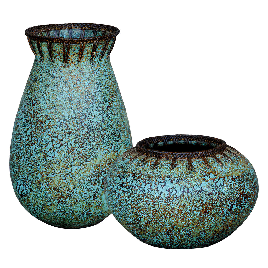 Bisbee Turquoise Vases, Set of 2 - Bombay Mercantile