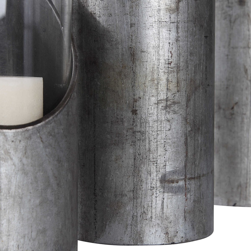 Karter Iron & Glass Candleholders Set of 3 - Bombay Mercantile