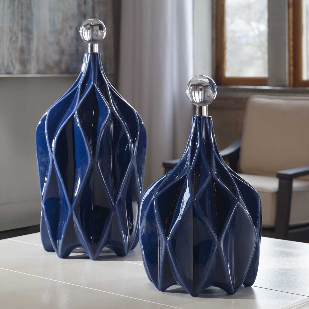 Klara White Bottles, Set of 2 - Bombay Mercantile