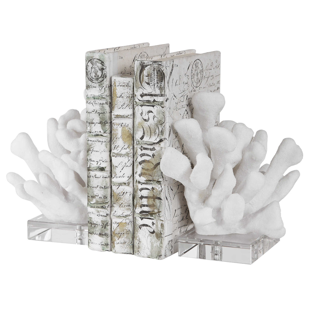 Charbel White Bookends, Set of 2 - Bombay Mercantile