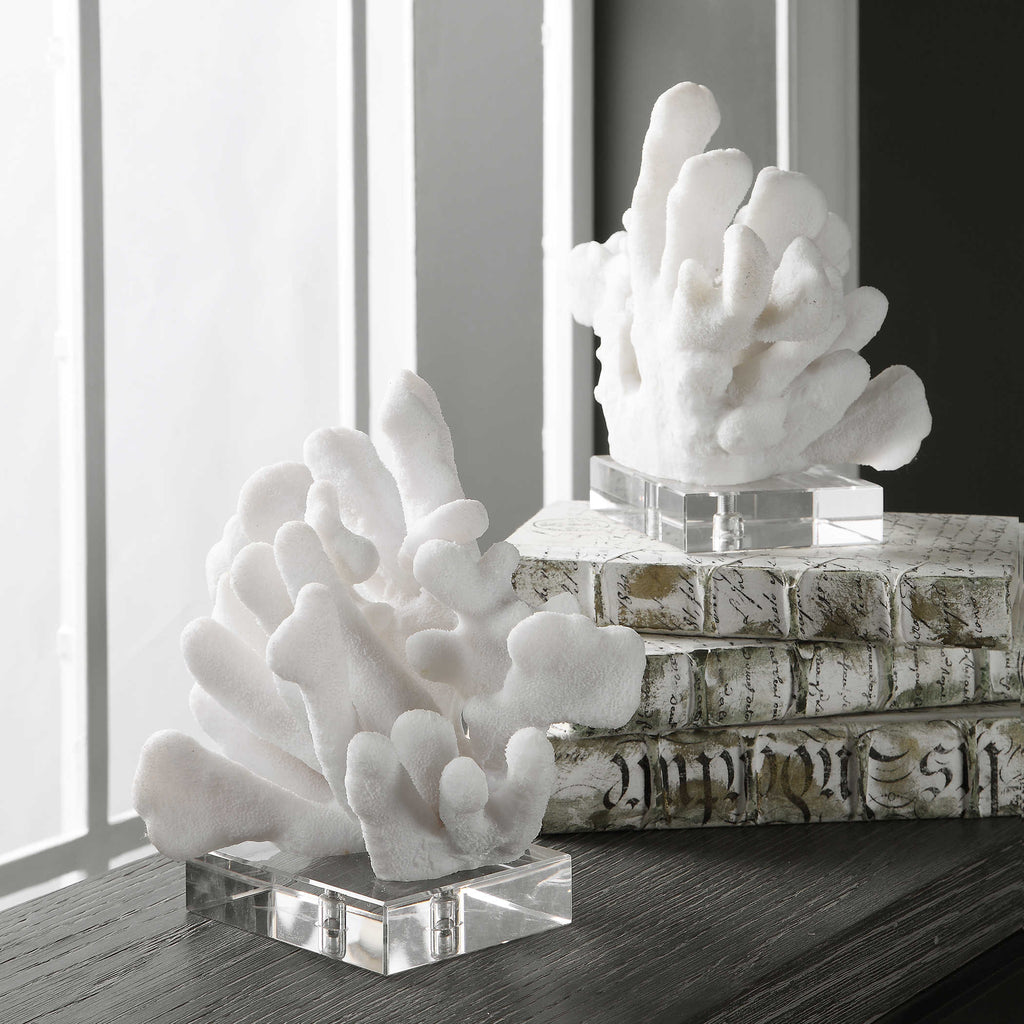 Charbel White Bookends, Set of 2 - Bombay Mercantile