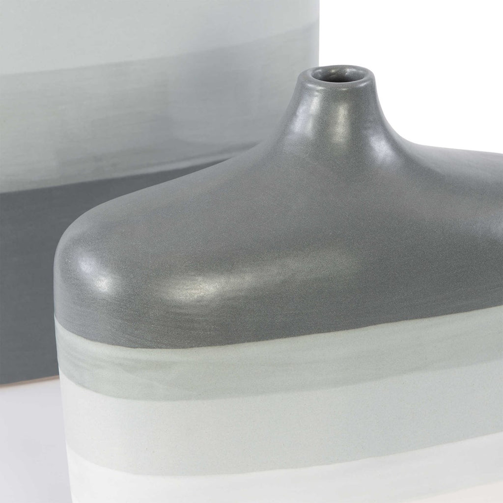 Guevara Striped Gray Vases, Set of 2 - Bombay Mercantile