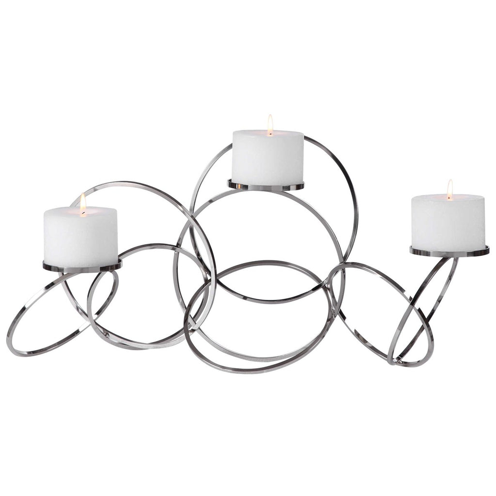 Kiernan Nickel Ring Candleholder - Bombay Mercantile