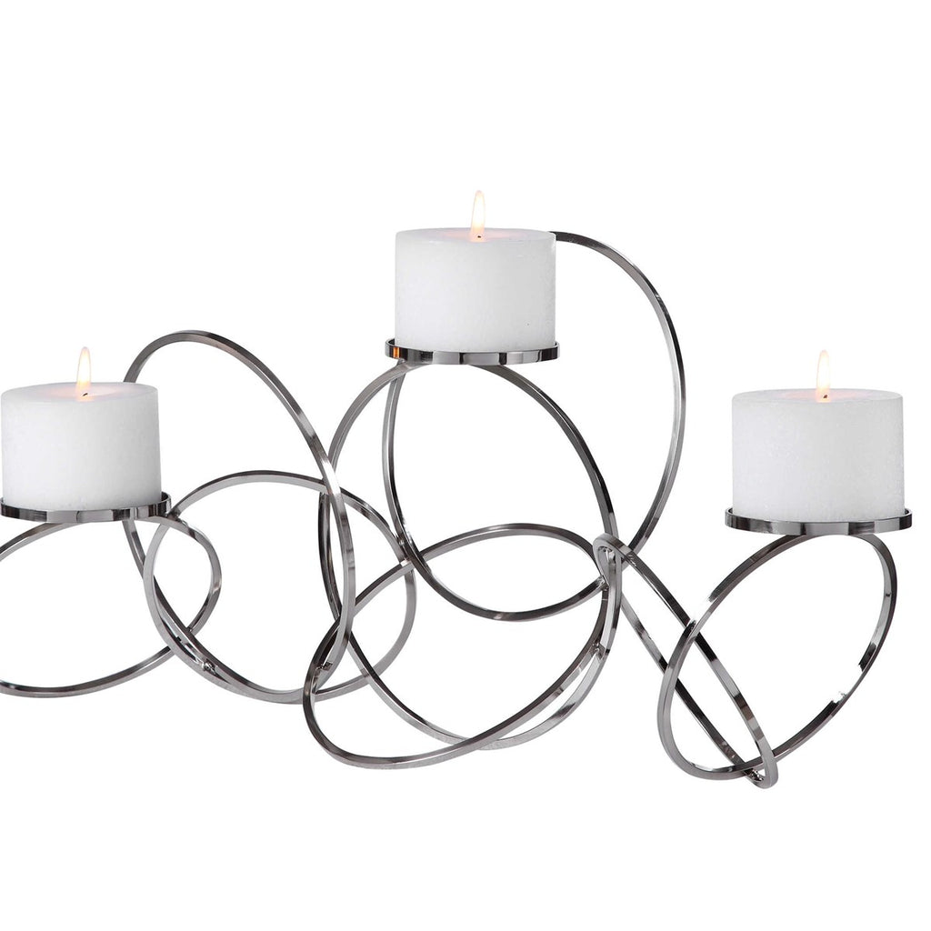 Kiernan Nickel Ring Candleholder - Bombay Mercantile