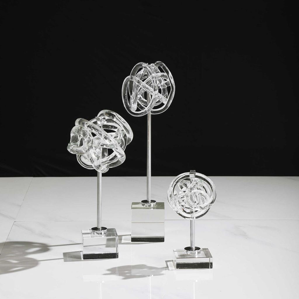 Neuron Glass Table Top Sculptures, Set of 3 - Bombay Mercantile